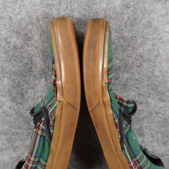 Vans Shoes Womens 7.5 Classic Slip On Plaid Canvas Casual Skate Green Red Flat - Picture 10 of 12